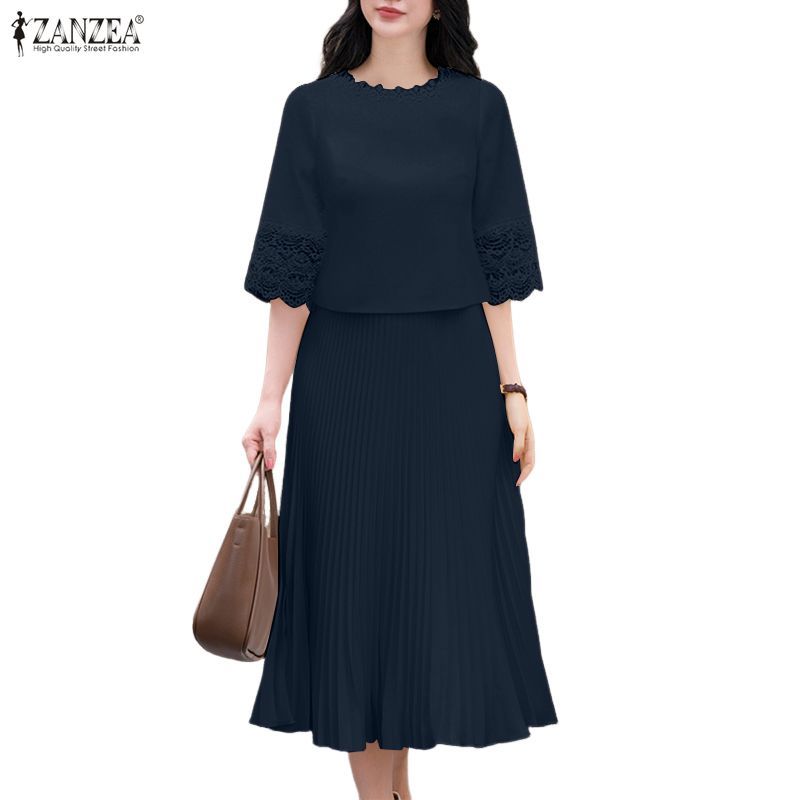 ZANZEA กระโปรงเชิ๊ตดีไซน์หรูหรา มีลายปักและ pleats ทันสมัย เหมาะสำหรับสวมใส่ในโอกาสต่างๆ — صورة 6
