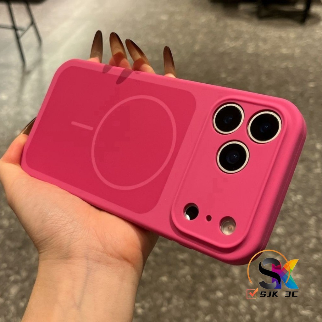  หรูหรา 2-โทนออกแบบเคสโทรศัพท์แม่เหล็กสําหรับiPhone 17 16 15 14 13 Pro Max 14/15/16Plus Manyueปลอกซิลิโคนสีแดงรอบกันกระแทกฝาครอบป้องกัน