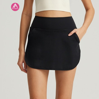 Air Active กระโปรงกีฬาโยคะ ผ้าเย็น ซับในกระเป๋าด้านข้าง เอวส…