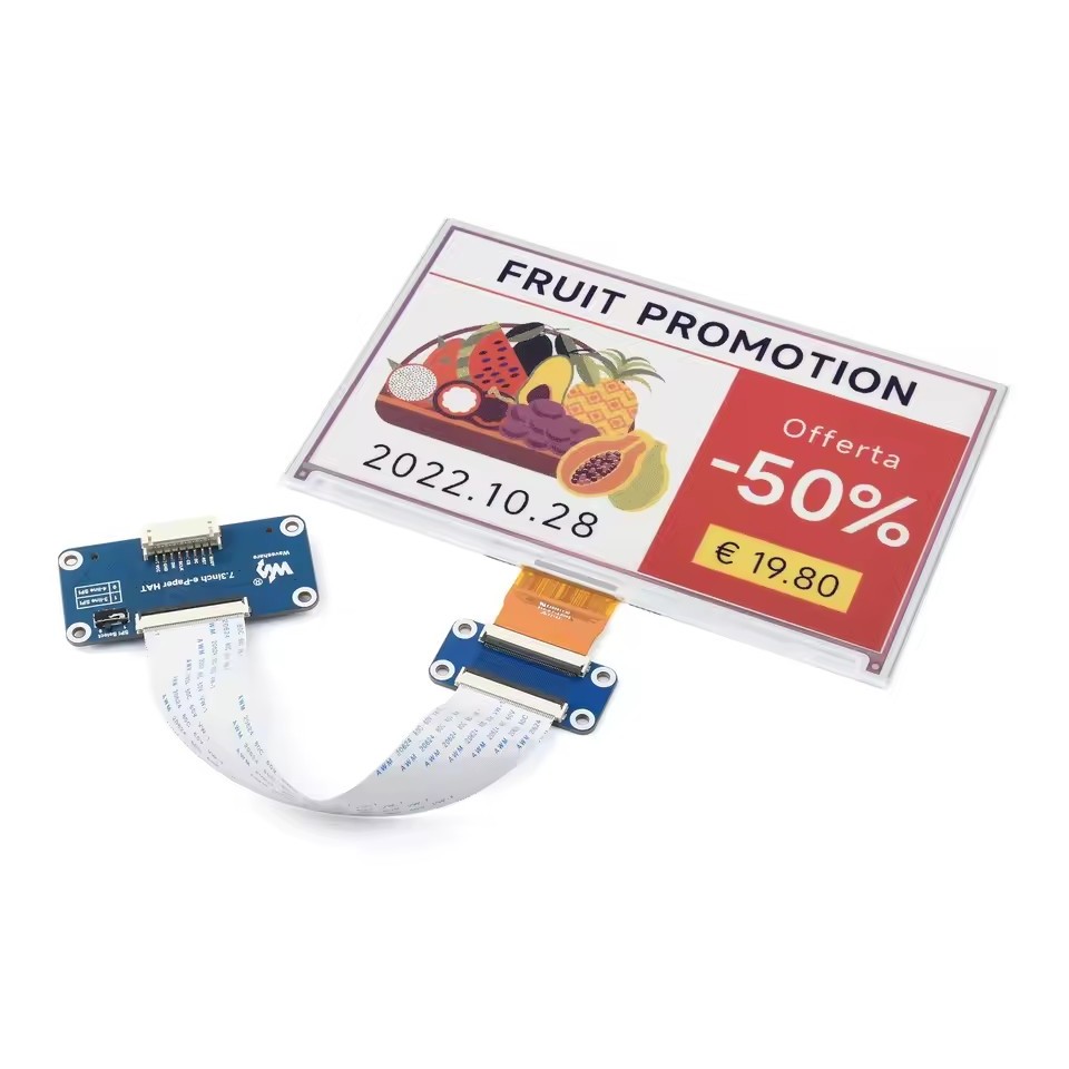 7.3 นิ้ว ACeP 7 สี E-Paper E-Ink โมดูลจอแสดงผล, 800480 พิกเซล, การสื่อสาร SPI เข้ากันได้กับ 3.3 V/5 