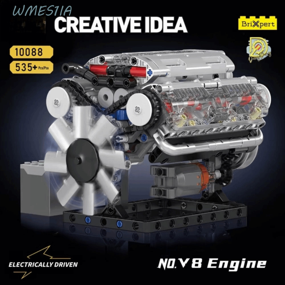 WMES1IA V8 Engine Building Block, V8 กระบอกแบตเตอรี่การวิเคราะห์รถอิฐชุด, Scale ชุดขับเคลื่อนไฟฟ้าได