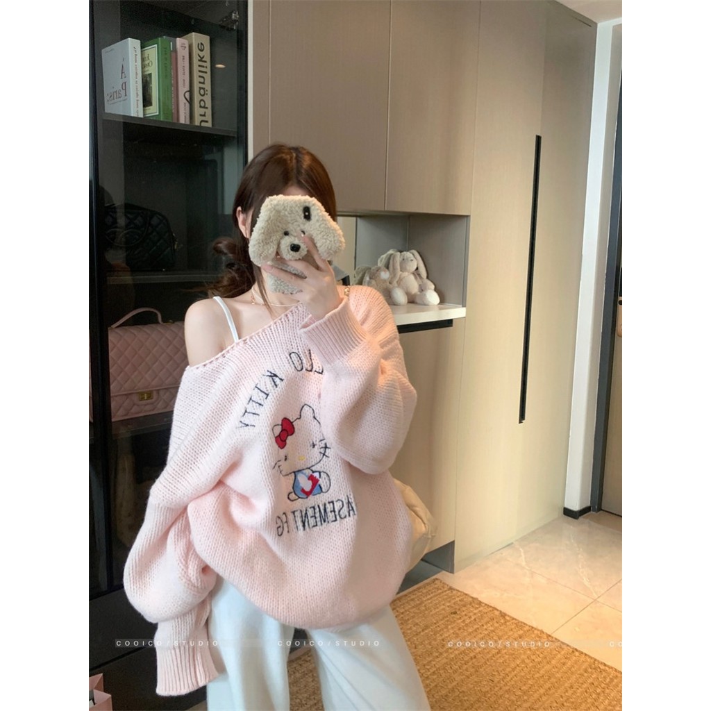 PPhome Zhang Ruonan เสื้อกันหนาวแขนยาวปักขนสัตว์ สไตล์เกาหลี สำหรับผู้หญิง