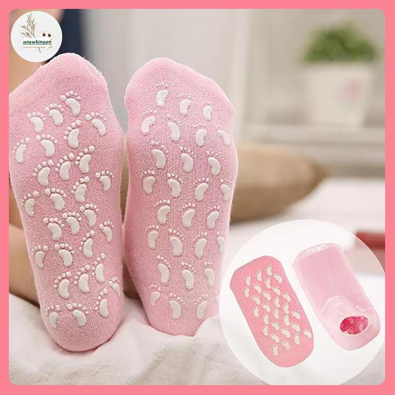 UU Ultra-Soft Moisturizing Spa Gel Heel Sock Exfoliating และป้องกันความแห้งกร้านเท้าฟื้นฟูผิว Foot C