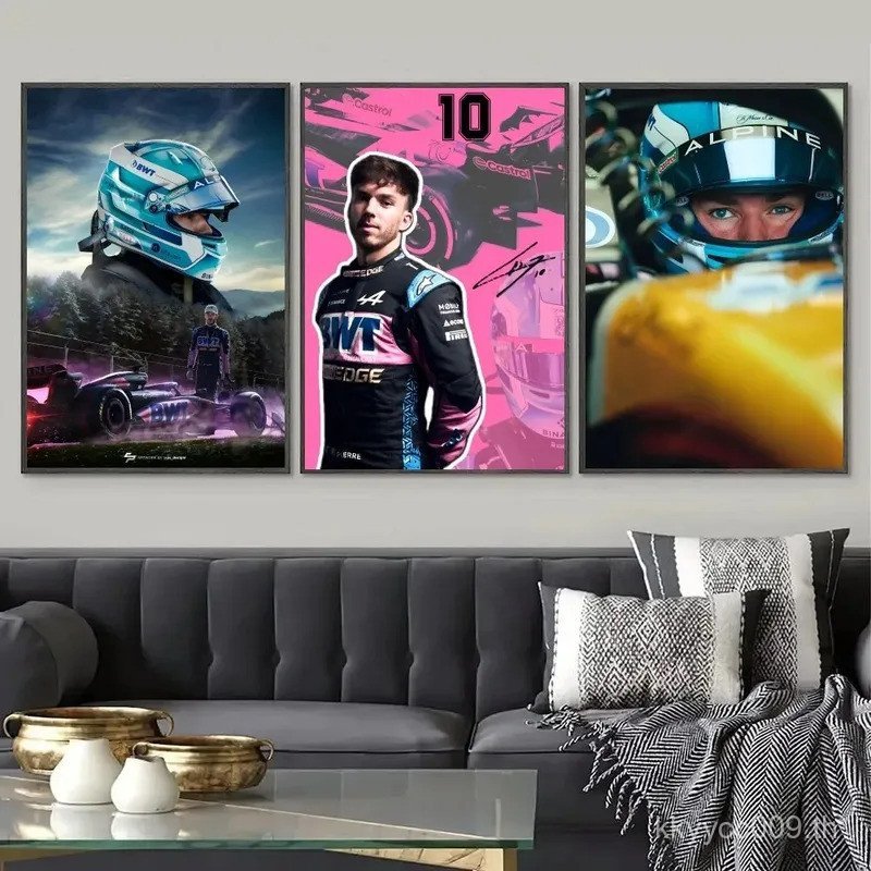 P-Pierre Gasly โปสเตอร์ห้องนั่งเล่นห้องนอน Entrance Bar Cafe Art ภาพวาดผ้าใบตกแต่ง Y5QG