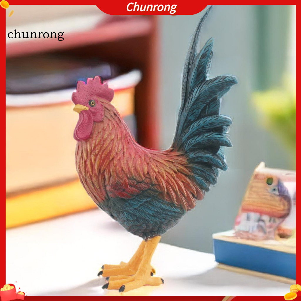 Rooster ตกแต่งประณีต Rooster Figurine ฟาร์ม Rooster Figurine Miniature Pvc Cock ของเล่นที่สมจริงรูปป