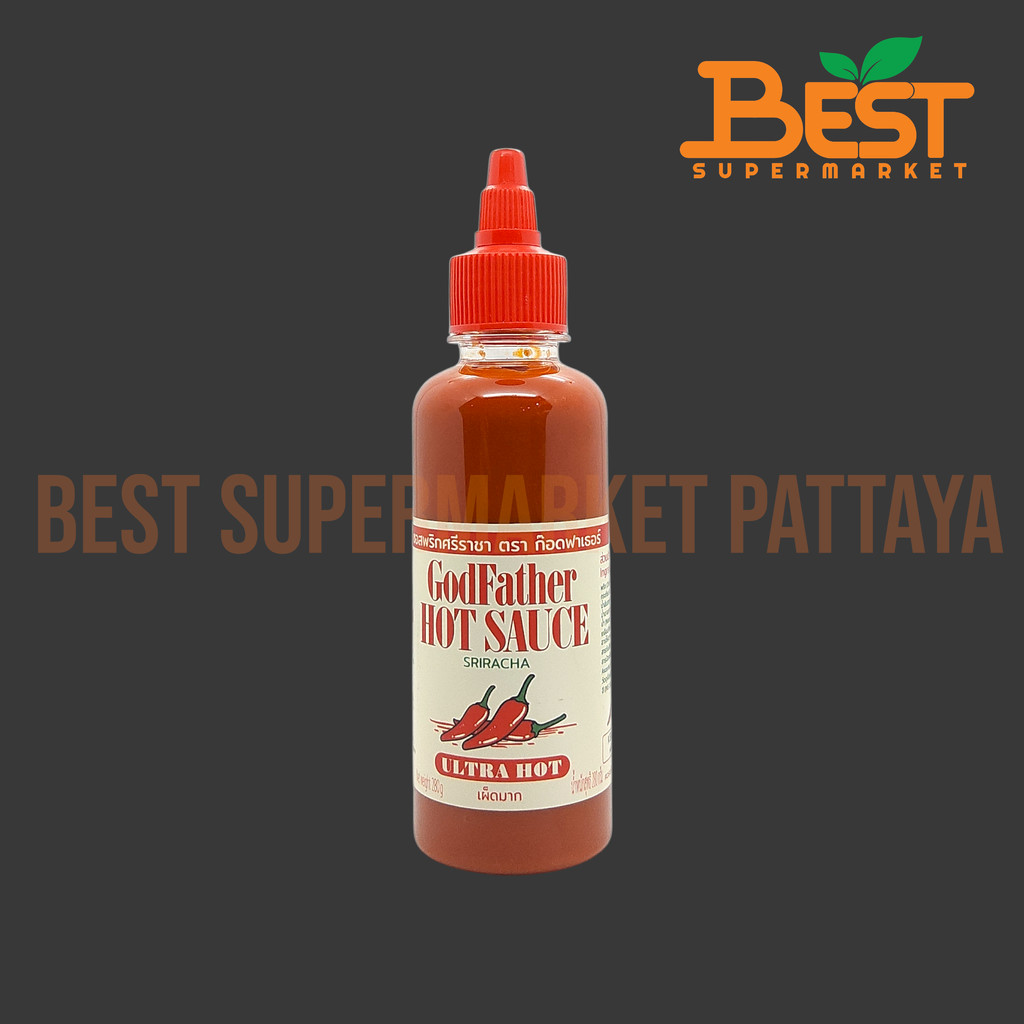 ซอสพริกศรีราชา เผ็ดมาก 290 กรัม. Godfather Hot Sauce SriRaCha Ultra Hot.
