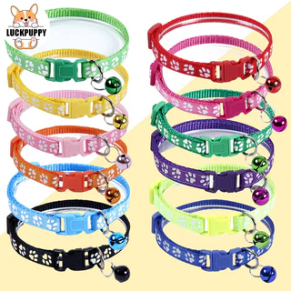 🔥 สินค้าใหม่ | ปลอกคอสุนัขลายอุ้งเท้าสีสันสดใส ติดกระดิ่ง | สำหรับทอยพุดเดิ้ล สุนัขพันธุ์เล็ก โกลเด้น และสุนัขทั่วไป 🐶🔔
