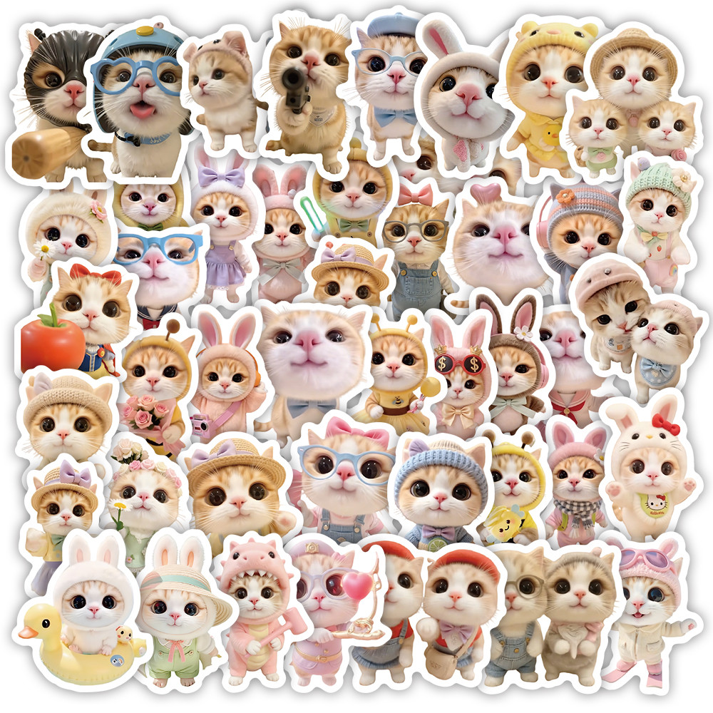70 ชิ้น Nihao ชุดสติกเกอร์ลูกแมว - สติ๊กเกอร์แมวน่ารักสําหรับวารสาร, เคสโทรศัพท์และแล็ปท็อปตกแต่ง