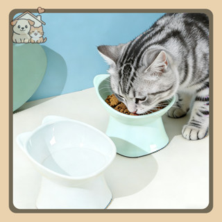 YTL ชามอาหารสัตว์เลี้ยง ชามอาหารแมวแบบสูงพลาสติก ป้องกันล้ม …