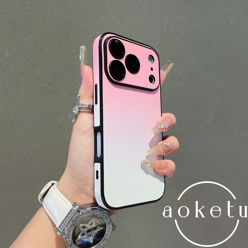 เหมาะสําหรับ แอปเปิล 17 โปรแม็กซ์ เคสโทรศัพท์ อิน สี่ขอบหนัง ไอโฟน 16 โปรแม็กซ์ พรีเมี่ยมรู้สึก 15 รัศมีไล่โทนสีสีชมพู 14/13 รวมทุกอย่างเคสป้องกันการตก ราคาถูก Shopee Lazada
