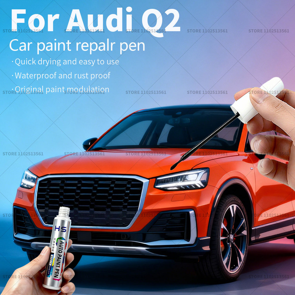 สําหรับ Audi Q2 รถซ่อมสีปากกา Touch Up Scratch Remover DIY อุปกรณ์เสริมอัตโนมัติสีขาว LS9R สีดํา LB7