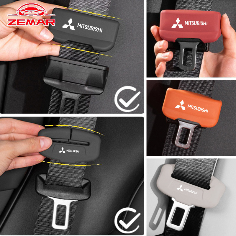 Mitsubishi【1 ชิ้น】ซิลิโคน เข็มขัดนิรภัยรถยนต์หัวเข็มขัดปกป้อง หัวเข็มขัดรถยนต์ปลอดภัยป้องกันการลื่นป้องกัน Nti รอยขีดข่วน อุปกรณ์เสริมรถยนต์ Mitsubishi Lancer EX Triton Xforce Xpander Cross Attrage Mirage Outlander Pajero Sport ASX
