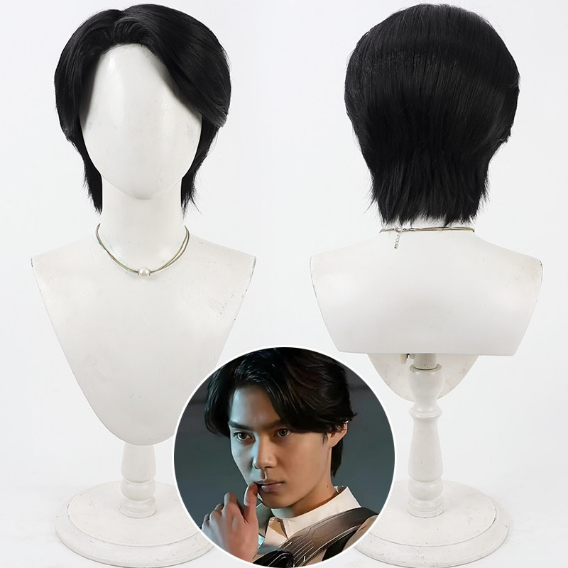 Kamen Rider ZZZ Manzu Mo Cosplay Wig Black Teased Top Zeztz Hairpiece