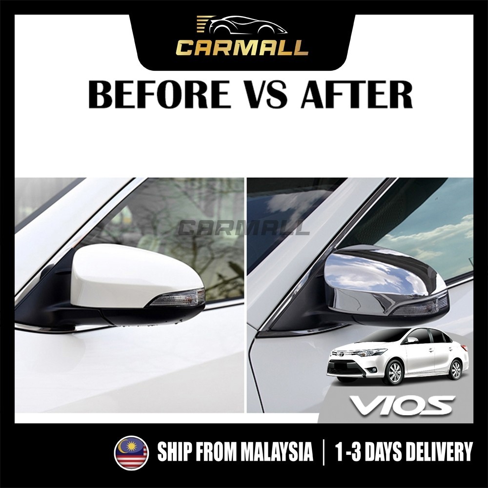 Toyota Vios (3rd Gen) กระจกมองข้าง Chrome Carbon Cover กระจกมองหลังด้านข้าง Wing Cover 2013-2019 XP1