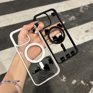 💎Snap&Co💎เข้ากันได้สำหรับ แมวดำ สําหรับ iPhone สัตว์น่ารัก 17 16 15 11 14plus 15 PRO max 13pro 16pro ป้องกันฝุ่น