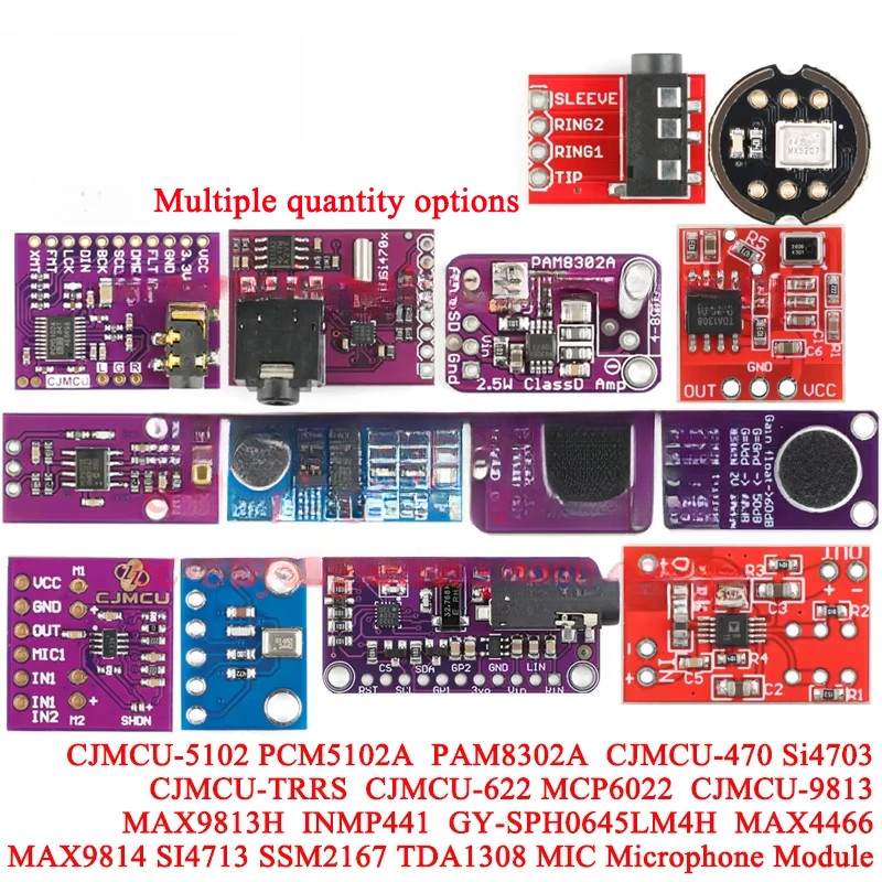 2-5pcs PAM8302 2.5W Class D เครื่องขยายเสียง PCM5102A MAX9813 MAX9814 MCP6022 Si4703 SI4713 INMP441 