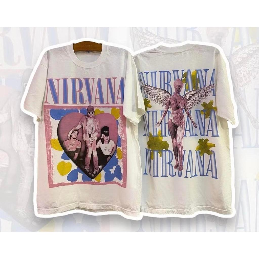 เสื้อลาย เนอวาน่าหัวใจขาวDTG  Nirvana Soft Grunge  ลายหวานดาร์กสุดคูล
