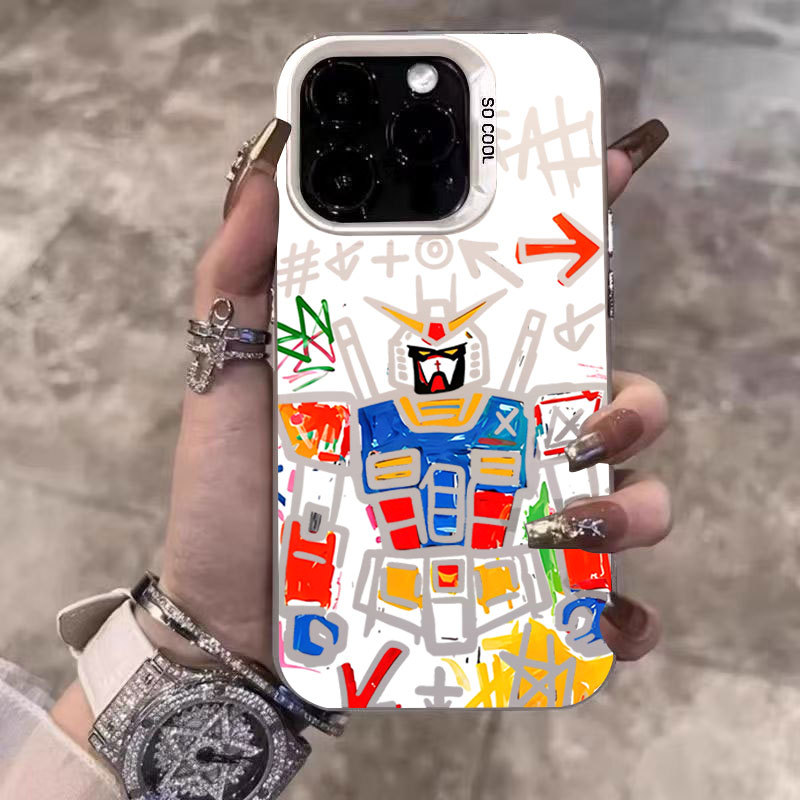 หุ่นยนต์กันดั้มมือวาดเคสโทรศัพท์สําหรับGalaxy S26 S25 S24 S23 S22 Ultra S23 Plus S20 S21 S24 S25 FE Rainbow Silver IMDกันกระแทกปกหลัง