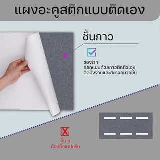 แผ่นอะคูสติกกันเสียง 30*60cm ดูดซับเสียงรบกวน ติดผนังด้วยตัวเอง หลายขนาด ใช้ในห้องอัดเสียง/ออฟฟิศ