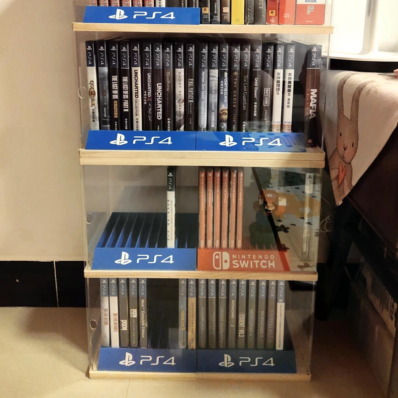 Home Life คุณภาพสูงป้องกันฝุ่นไม้เนื้อแข็ง CD Storage Rack PS4 เกม Disc Rack เดสก์ท็อป CD Rack Blu-C