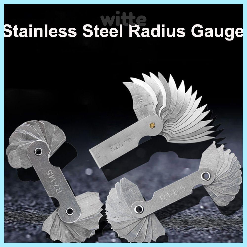 WITTE 16 ชิ้น/เซ็ต Radius Gauge Radius Fillet Gauge วัด Gage สแตนเลสตัวอย่าง R Gauge