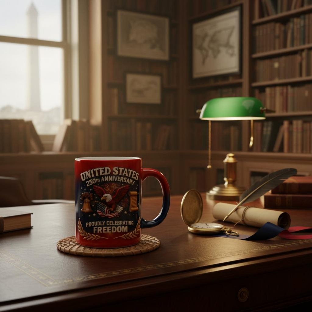 สินค้าสะสม American 250th Anniversary Mug ของขวัญแปลกใหม่ 250th Anniversary Mug 3D Embossed Embellis