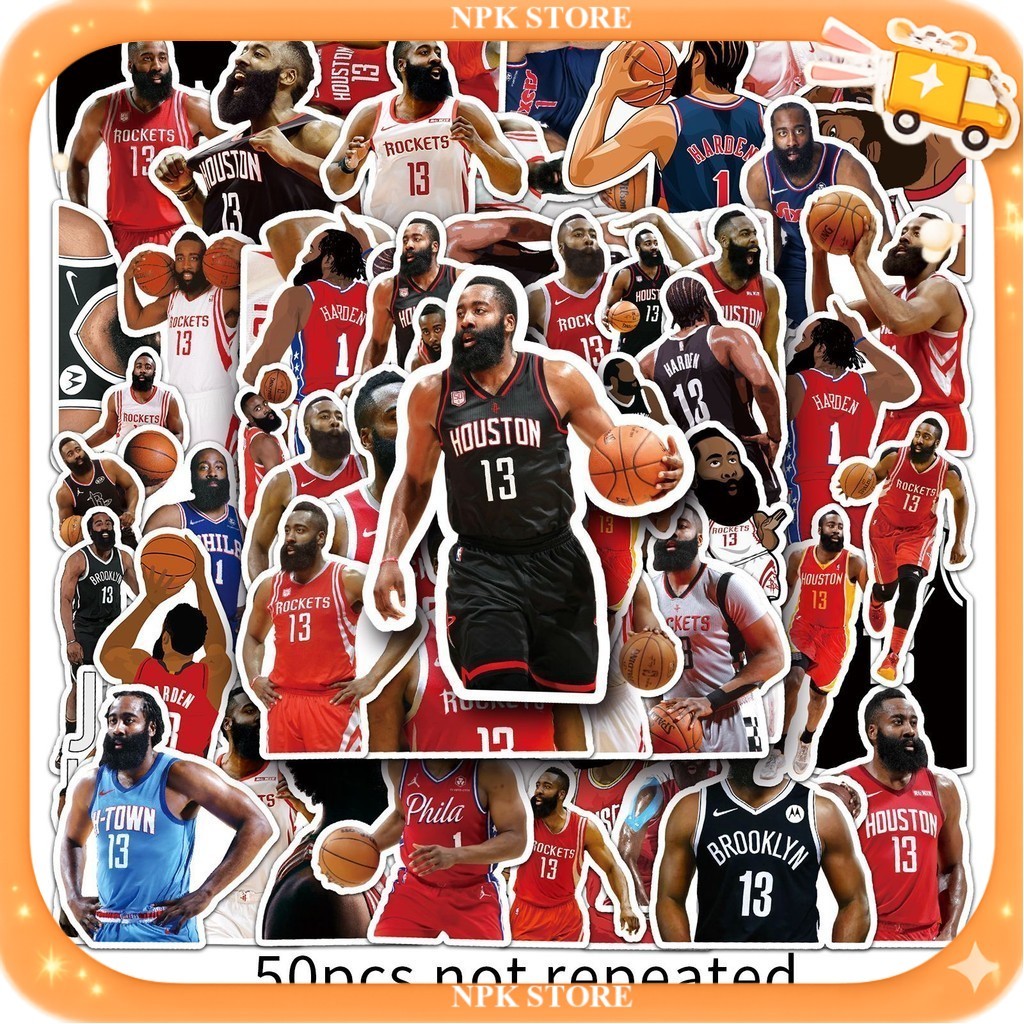 🔥🇹🇭พร้อมส่ง🇹🇭🔥 50ชิ้น สติกเกอร์ นักบาสเกตบอล เจมส์ ฮาร์เดน James Harden NBA Super Star Sticker