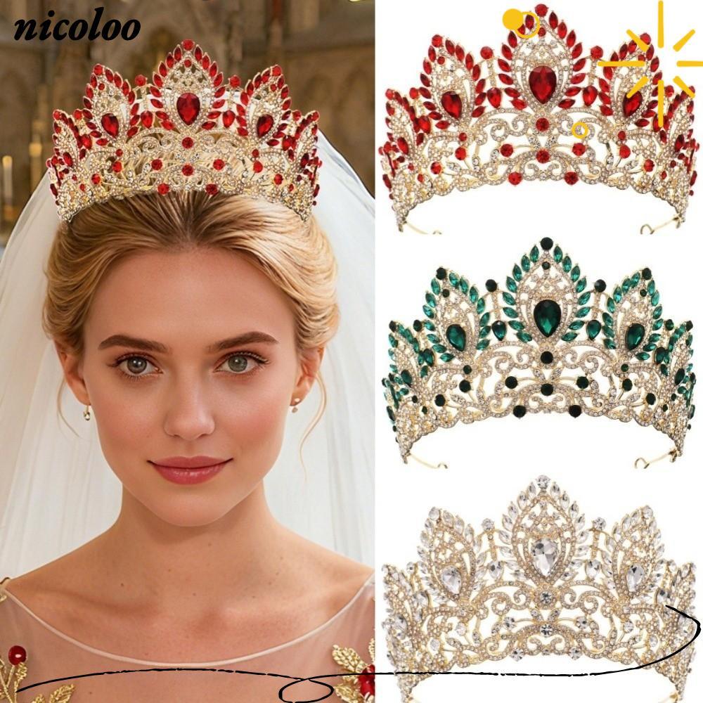 NICOLOO Princess Wedding Tiara, Luxury Elegant Queen Crown, Trend Big Diadem Headwear Princess Crown