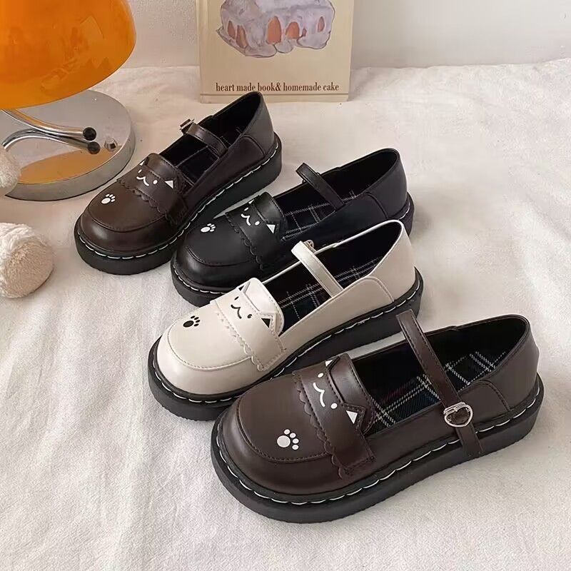 Jk制服平底软妹百搭学生小众玛丽珍可爱小猫日系lolita小皮鞋20254-9JK Uniform Flat Soft Girl Versatile Student Niche Mary Jane C