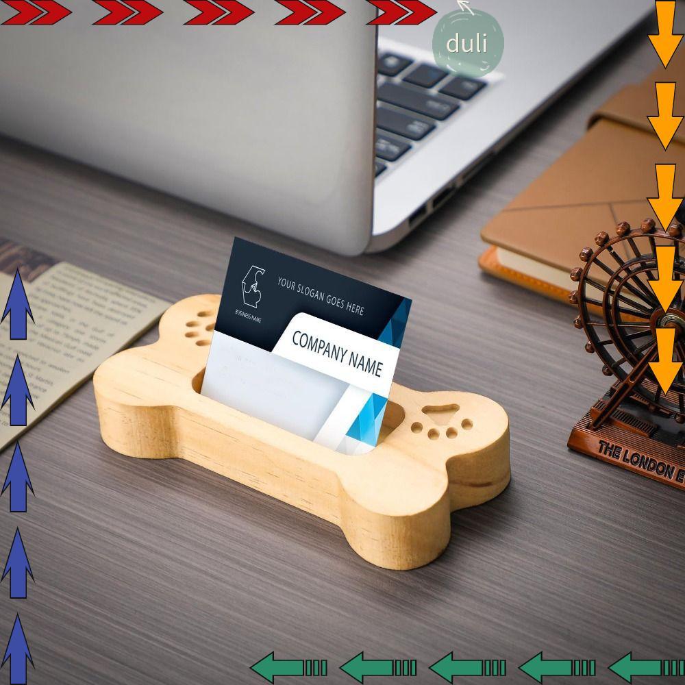 การ์ดธุรกิจ DUILIAN , Location Card Organizer ไม้เนื้อแข็งเดสก์ท็อปชั้นวางกล่อง,กระดูกสุนัข Creative