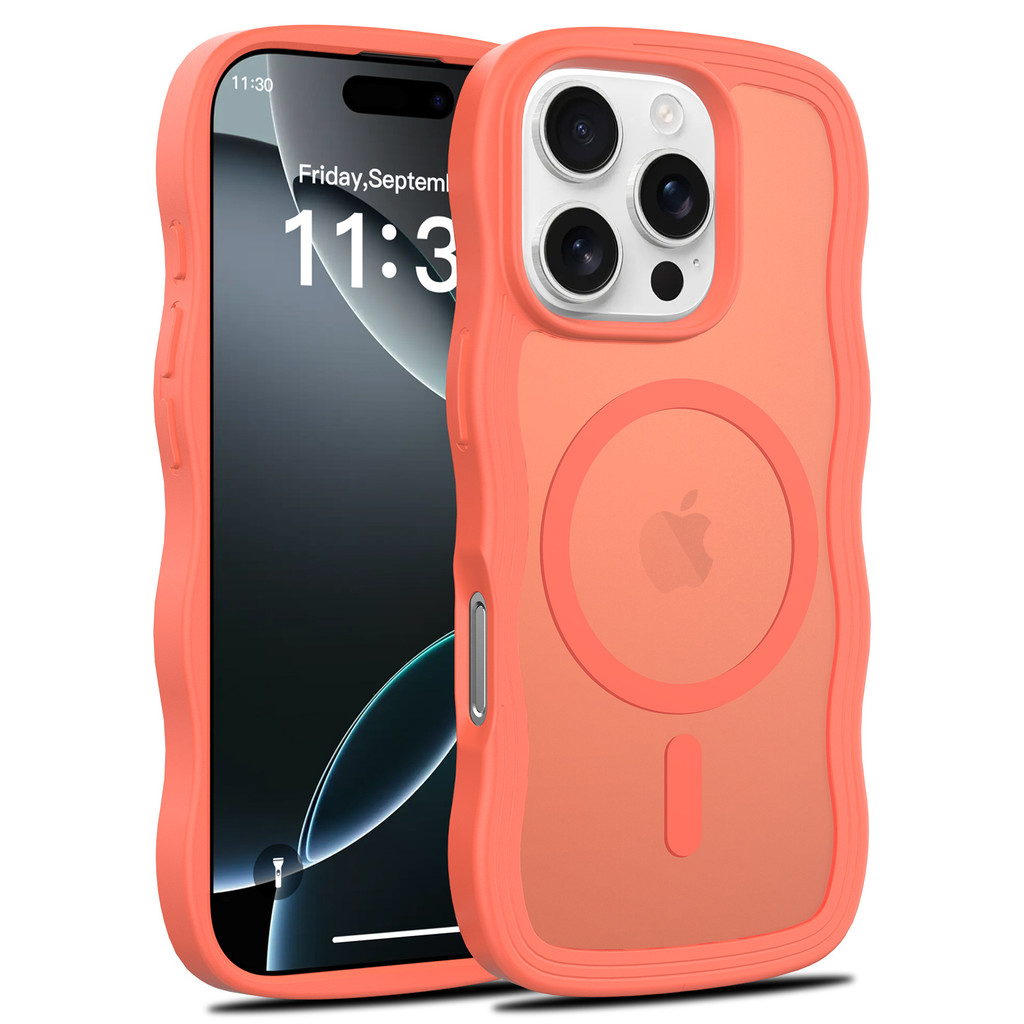 สีส้ม Apple 18promax ผิวรู้สึกเคสโทรศัพท์แม่เหล็ก 2.0 กันกระแทก Frosted iphone17e เคสป้องกัน