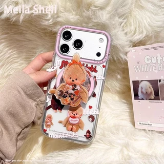 Matte Monchhichiเคสโทรศัพท์แม่เหล็กสําหรับiPhone 17 Pro Max/16/15 Pro Max/14/14 Pro Maxหรูหราผู้หญิงฝาครอบการ์ตูน,กันกระแทกเต็มรูปแบบ