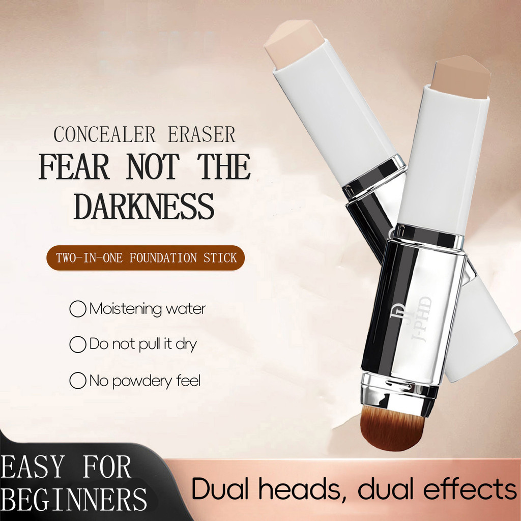ขายร้อน TK Two-in-One Foundation Stick 13g พร้อมแปรง Double-Headed Thin Slim-Fit คอนซีลเลอร์ Nude Li