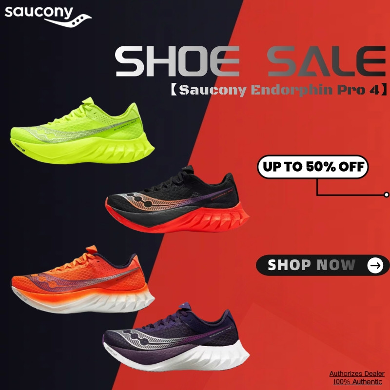 New Model!! Saucony Endorphin Pro 4 Mens/Women's Running Shoes รองเท้ากีฬา พร้อมแผ่นคาร์บอนไฟเบอร์