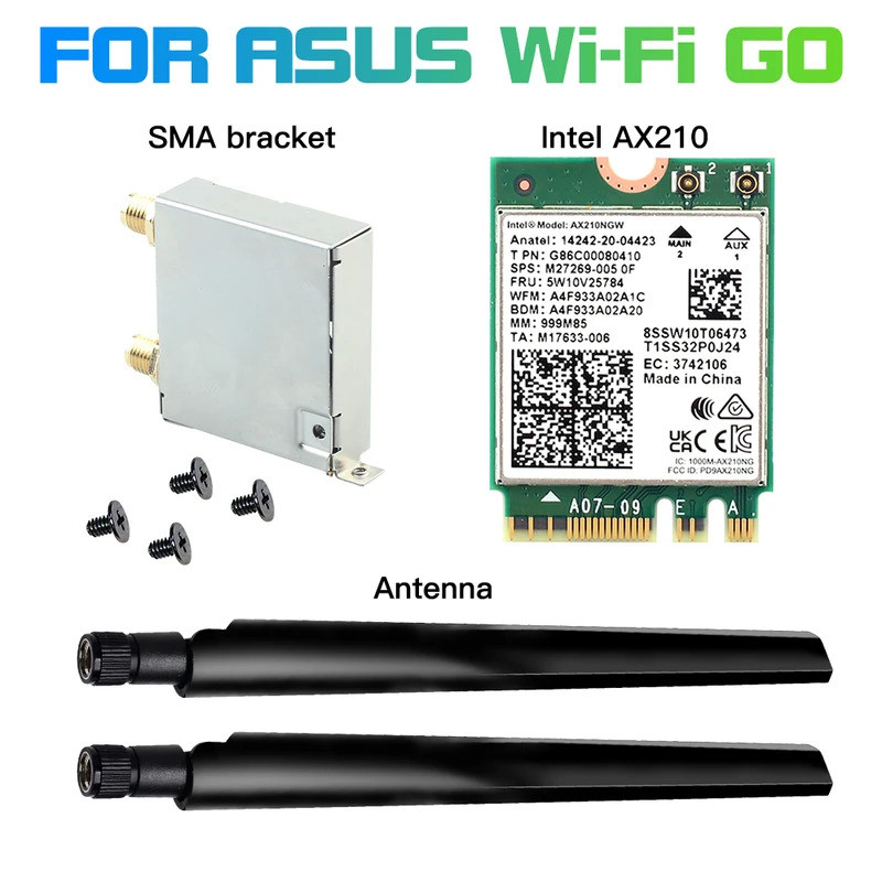 สําหรับ ASUS WiFi Go AX210 WiFi 6E การ์ดเครือข่าย 5374Mbps บลูทูธ 5.3 อะแดปเตอร์ไร้สาย Wifi Go โมดูล