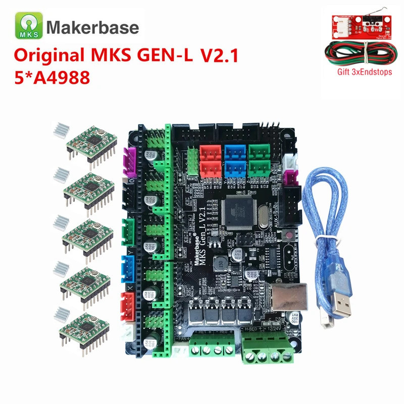 Makerbase original MKS GEN L V2.1 3D เครื่องพิมพ์การ์ด 8bit เมนบอร์ดสนับสนุน a4988 DRV8825 tmc2208 t