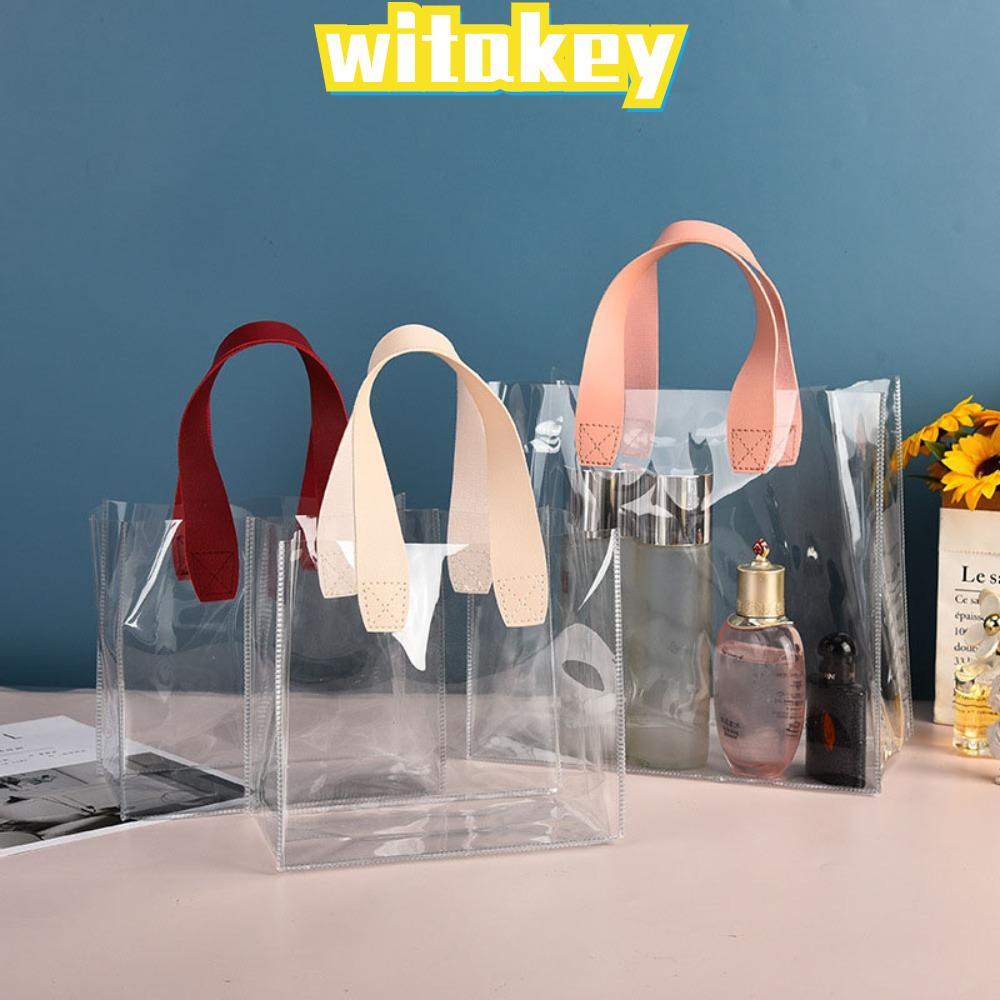 WITAKEY กระเป๋าสะพายใส พร้อมหูหิ้ว พีวีซีสำหรับถุงของขวัญ