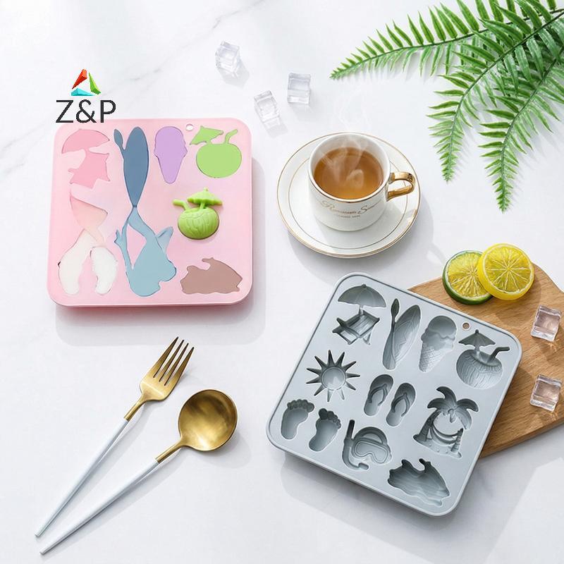 [Z&PT] DIY Beach แม่พิมพ์ซิลิโคนช็อคโกแลตฤดูร้อน Ocean Theme ยืดหยุ่น Fondant Candy Mould สําหรับตกแ