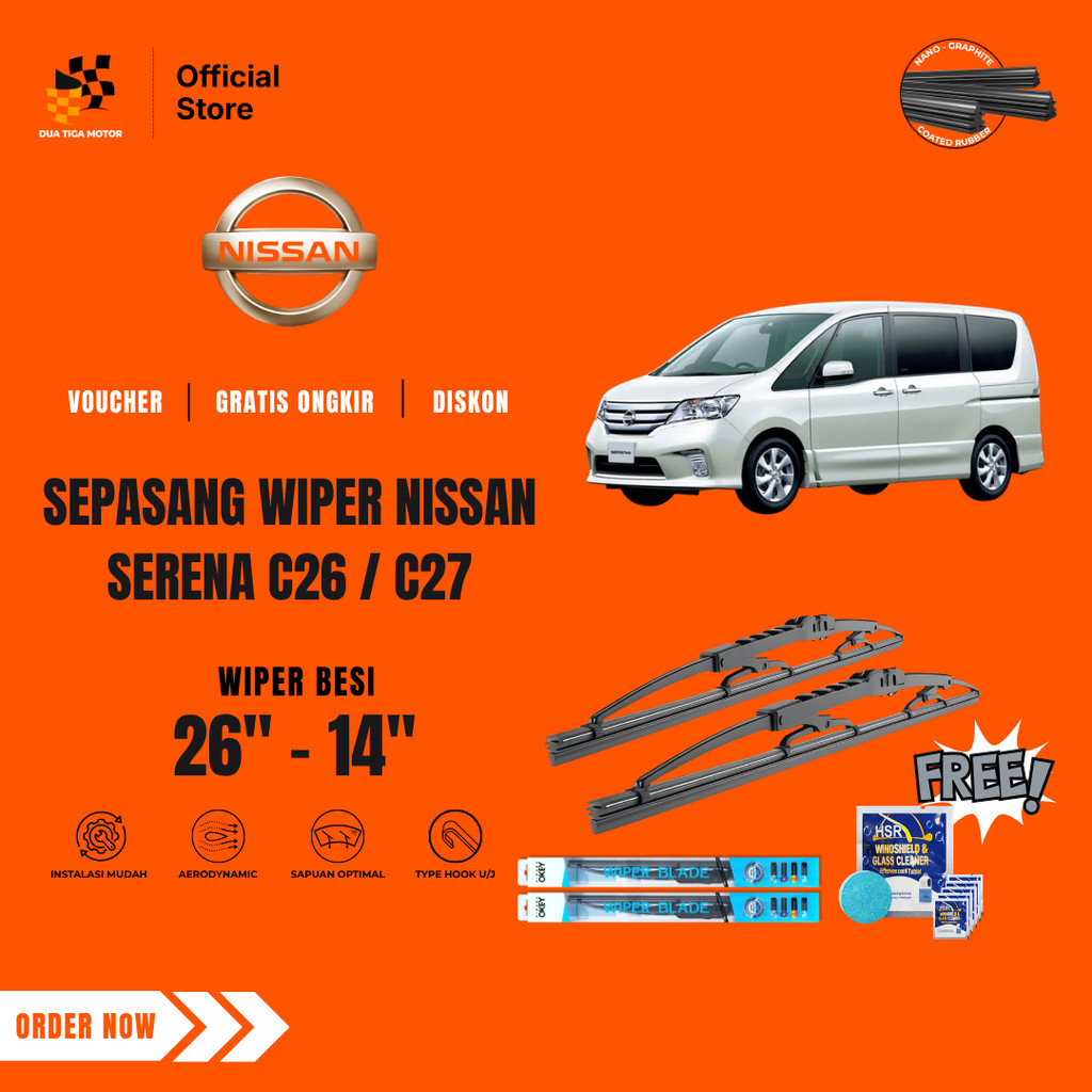 Nissan Serena C26 / C27 ที่ปัดน้ําฝนกระจกรถยนต์แบบธรรมดาฟรี 5 เม็ดสบู่