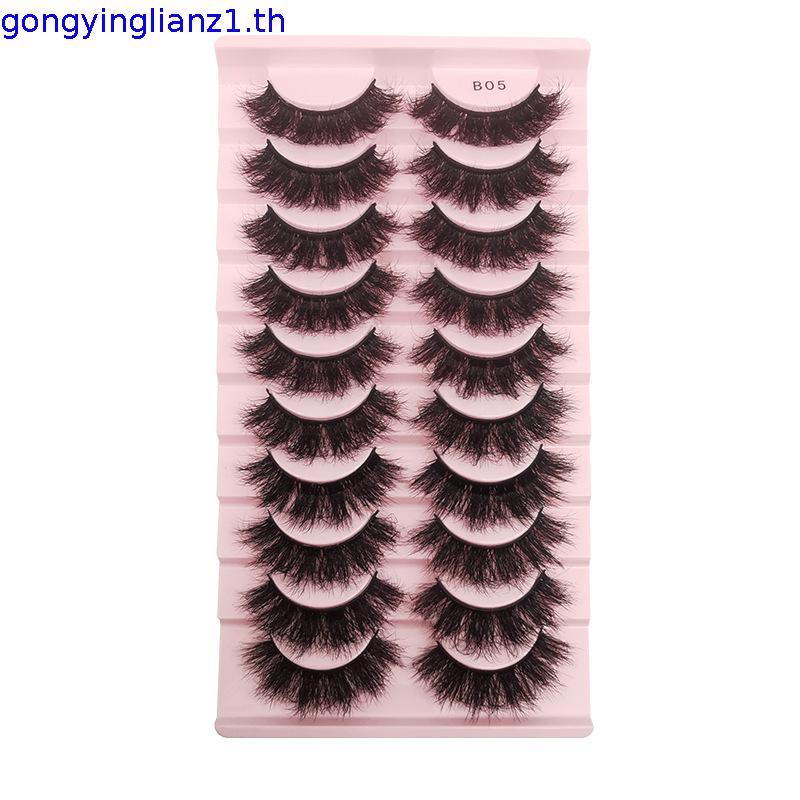 HBZGTLAD Soft Mink Eyelashes 3D Curl Winged End Eye Elongated ปลอม Lashes หนา Handmade ธรรมชาติขนตาป