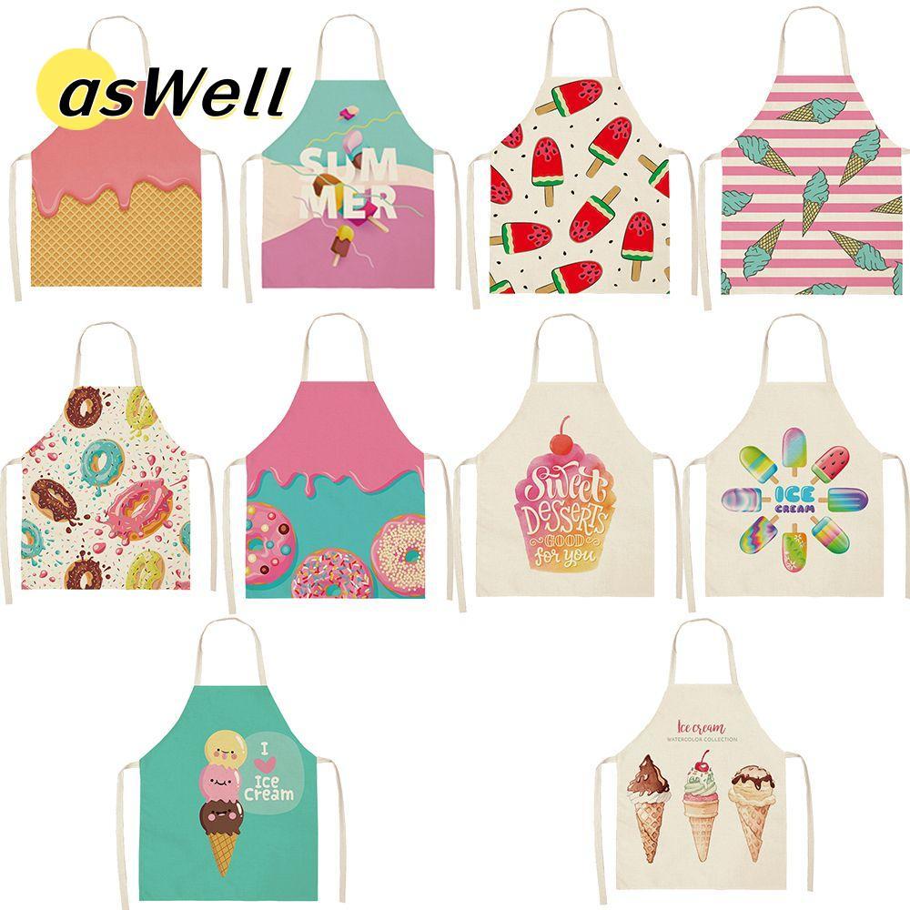 ASWELL Bibs ไอศกรีมการ์ตูนทําอาหารกันน้ํามัน