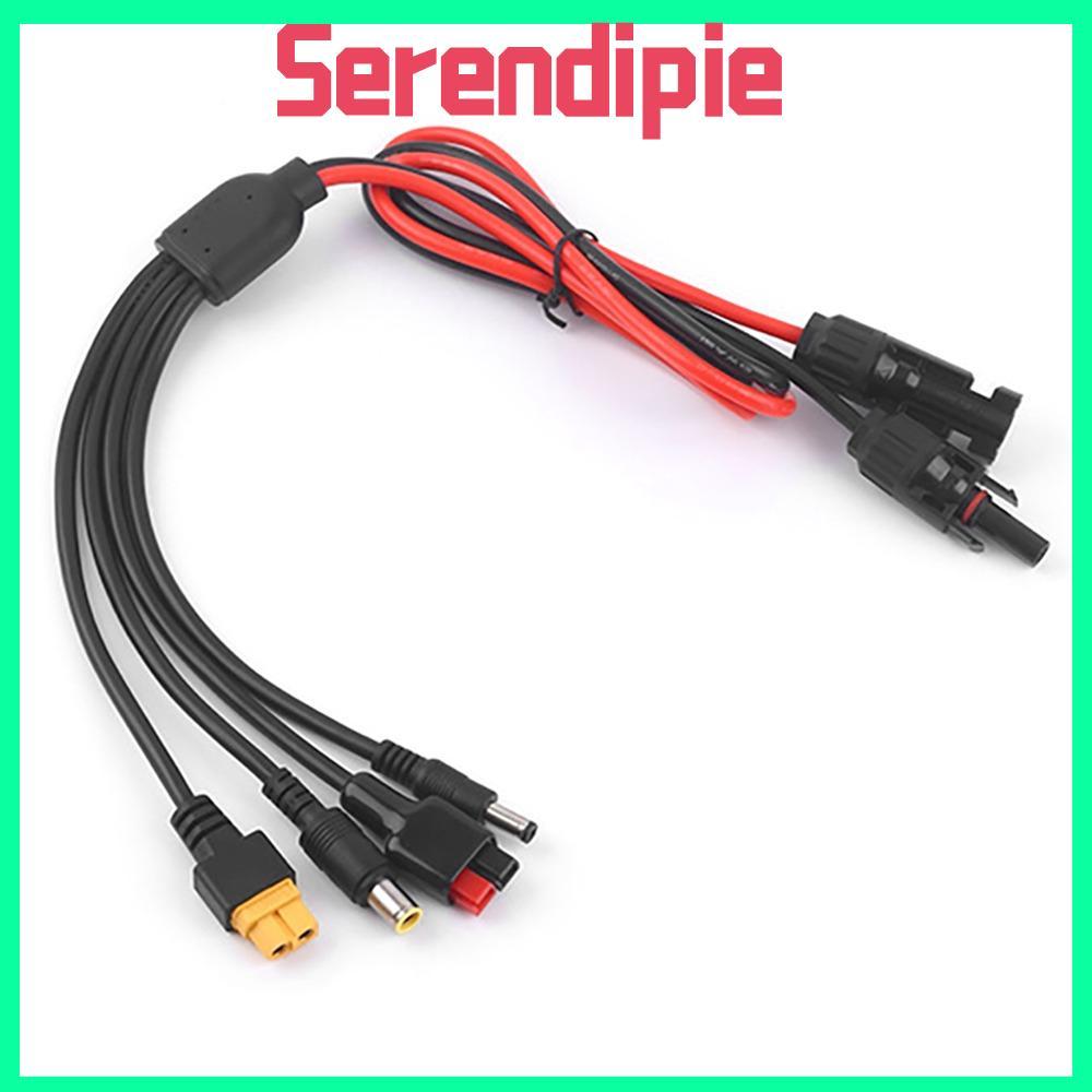 SERENDIPIE สายต่อแผง, สายไฟความยาว 30A 1 ม., ขั้วต่อ 4 in 1 MC4 to DC5521 7909 XT60 หญิงเชื่อมต่อแผง