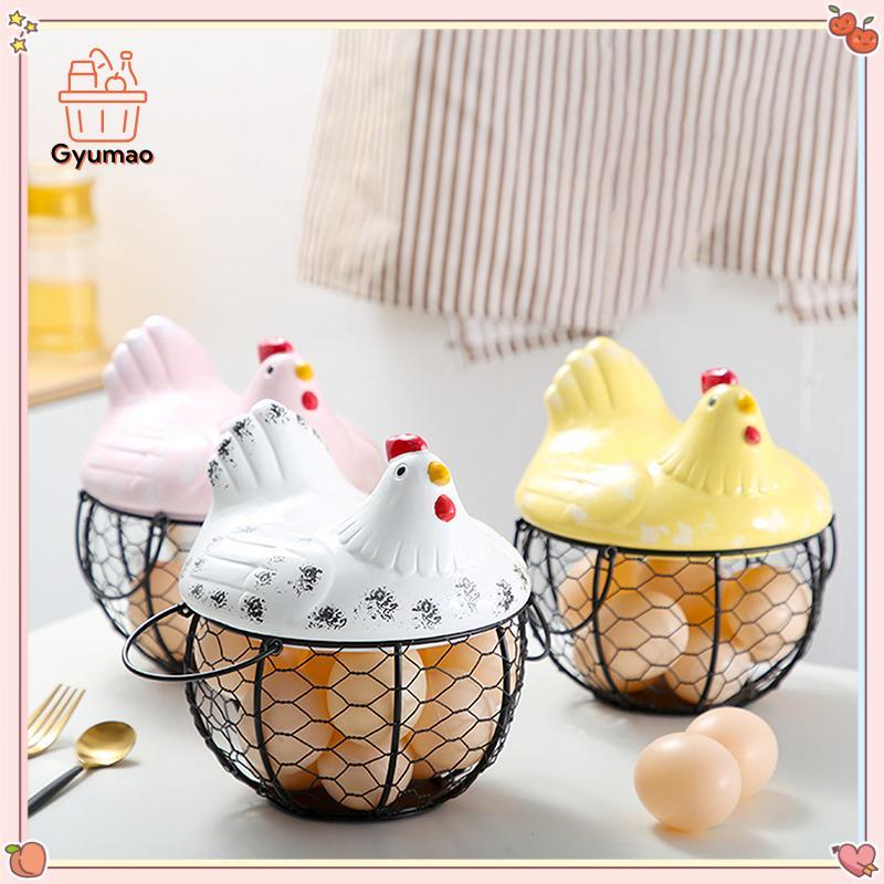 [Gyu] Eramic Egg Basket Potato Sundries Basket Egg Container Home Storage Organization Iron Fruit St