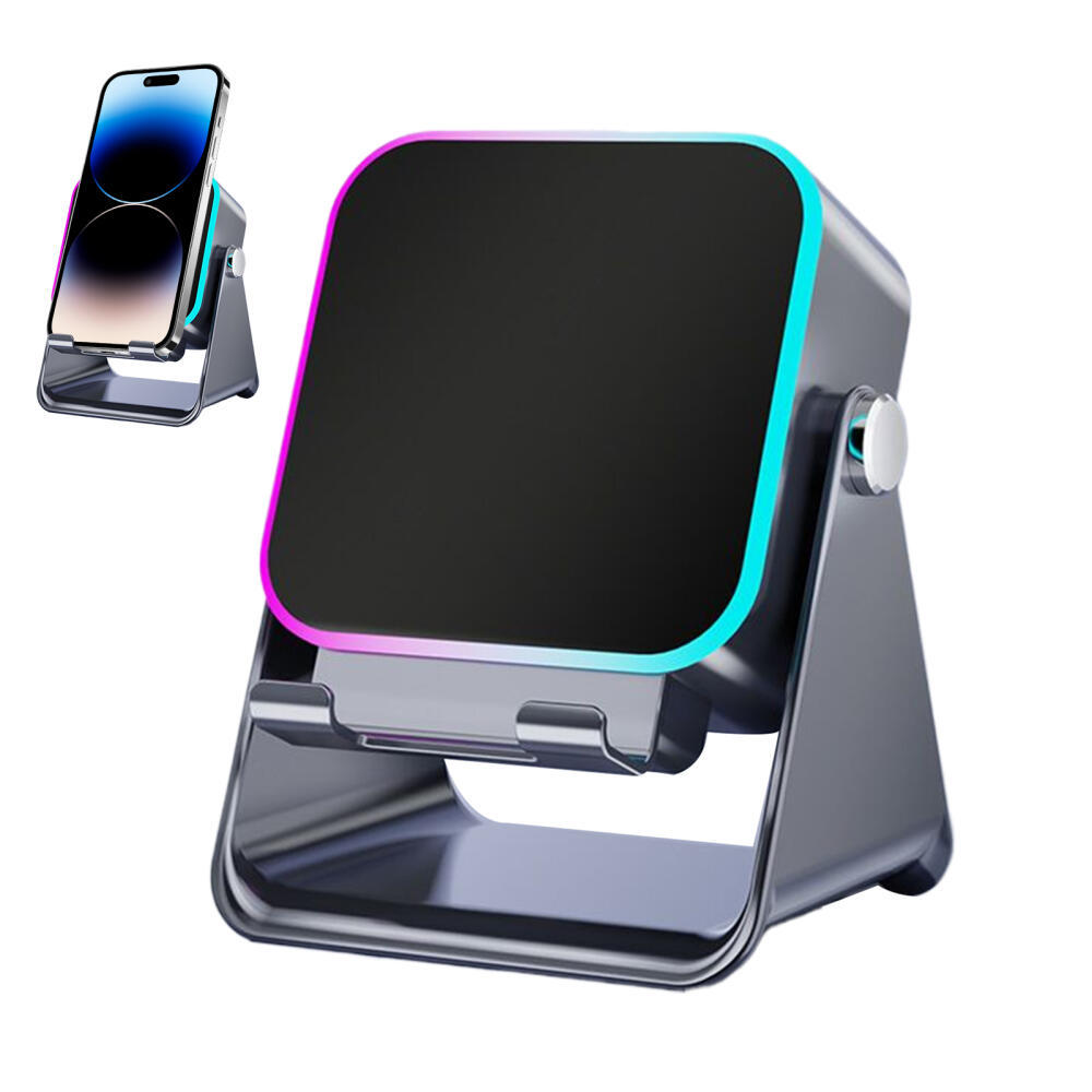 ใหม่ 5 ใน 1 การหักอัตโนมัติลําโพงเหนี่ยวนําไร้สาย 8 โหมด RGB Light ขาตั้งโทรศัพท์เสียงรอบทิศทางแบบพกพาบลูทูธที่วางโทรศัพท์