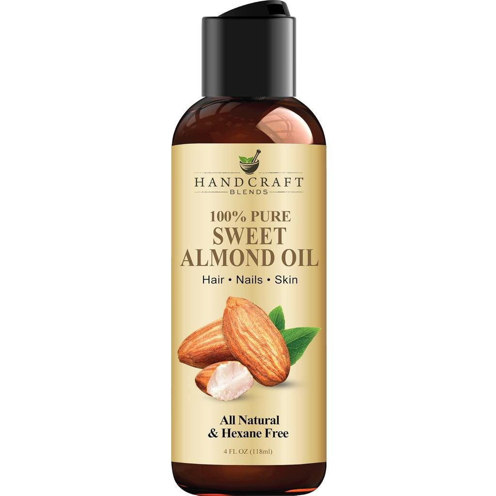 HandcraftBlendsAlmondOil-4FlOz-100%Pureand-PremiumGradeCarrierOilforandHair-HairandBody-Massage-Hexa