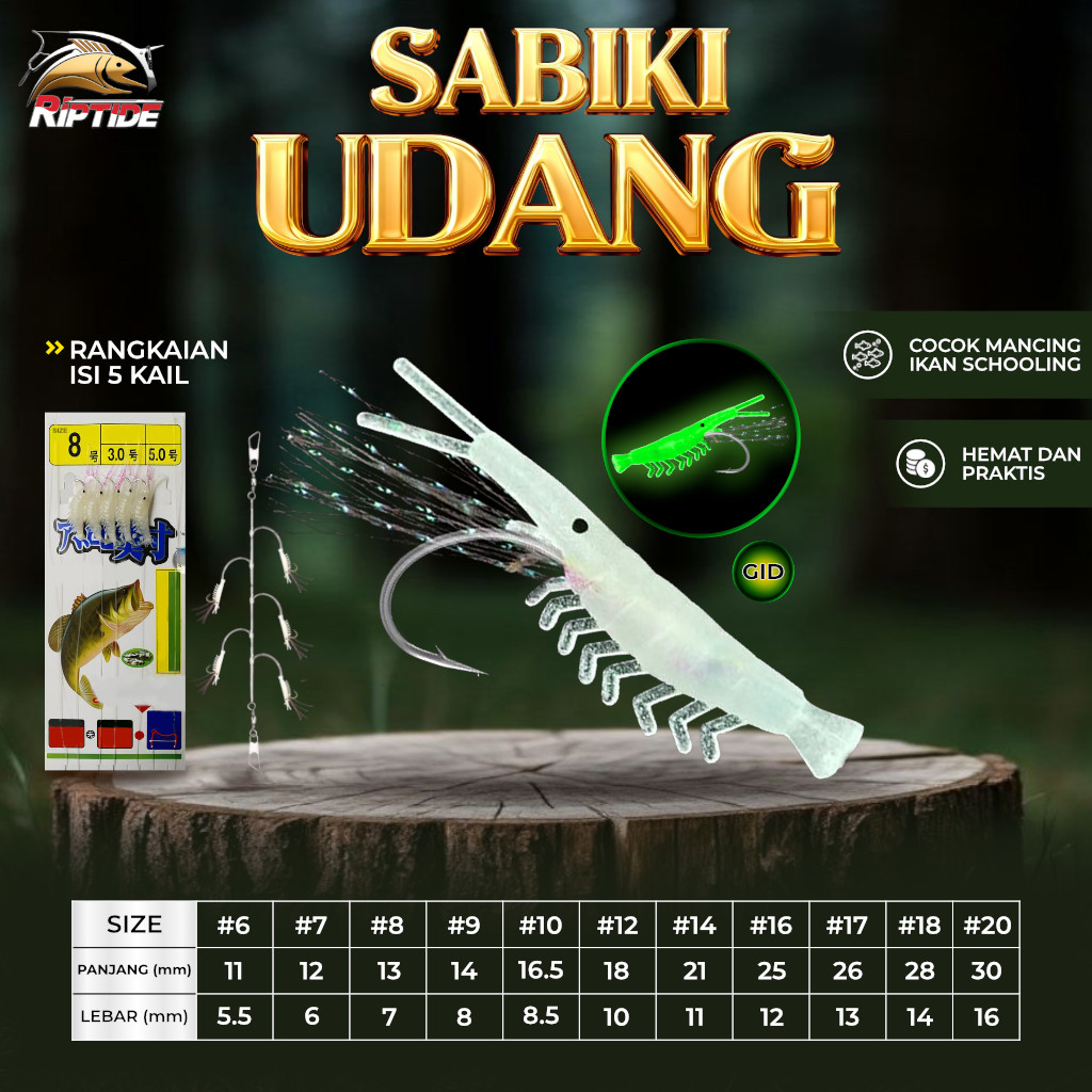 SABIKI RIPTIDE SHRIMP GID เหยื่อตกปลาสําหรับSELAR, BOLATING, TUNGBANG - PHOSPHRUS ShrimP HOOK ARRANG
