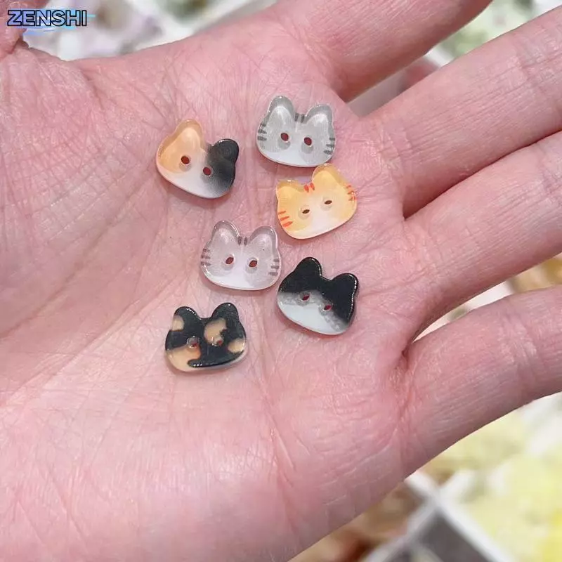 [Zen-t] ปุ่มเรซินรูปแมว 20 ชิ้นที่มีสีสันการ์ตูนเด็กอุปกรณ์เย็บผ้าสําหรับงานฝีมือ DIY และเสื้อผ้า