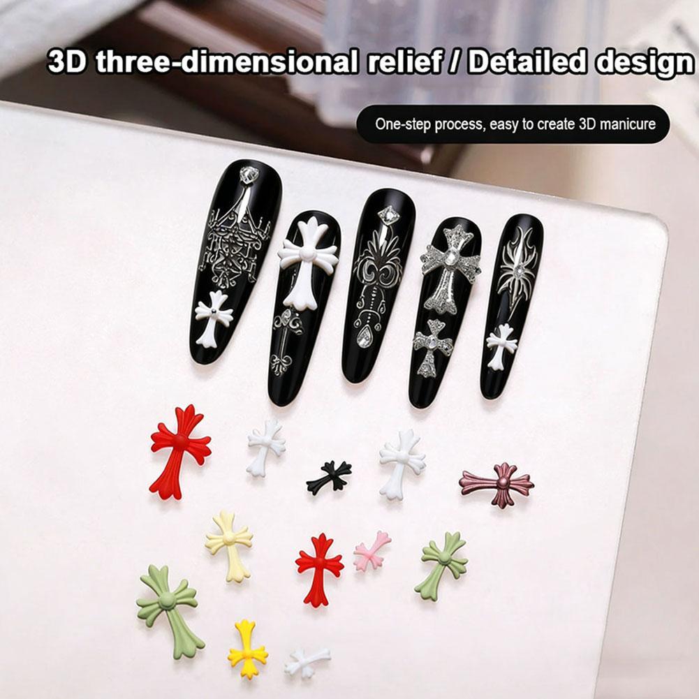 แม่พิมพ์ซิลิโคนเล็บ, Cross & Bow Design อีพ็อกซี่เรซิ่นหล่อแม่พิมพ์สําหรับเล็บ Charm Diy นํากลับมาใช้ใหม่ Q3d4