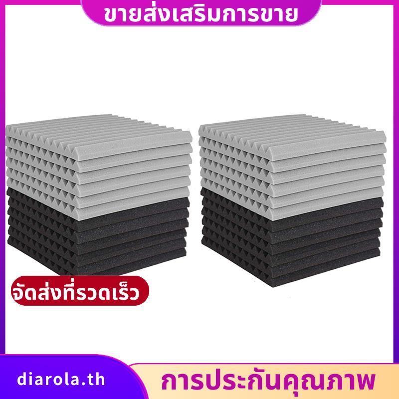 24 ชิ้น Acoustic Foam Board,Studio Wedge Tile,โฟมอะคูสติก Soundproof Pyramid Studio Treatment แผงผนั