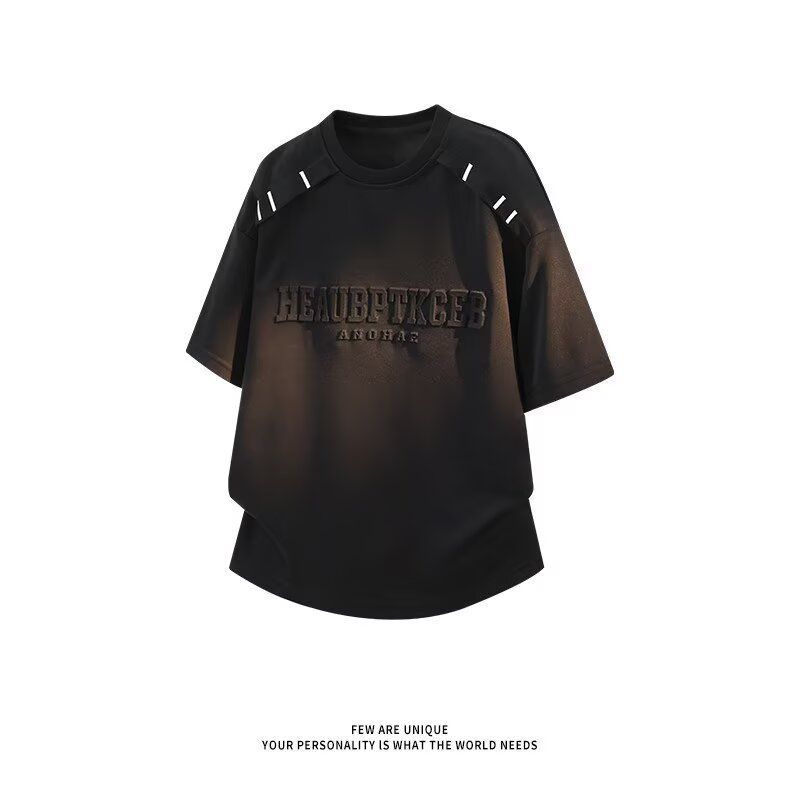High Street เสื้อยืดแขนสั้นผู้ชาย American Niche ฤดูร้อนหลวม High Street Men